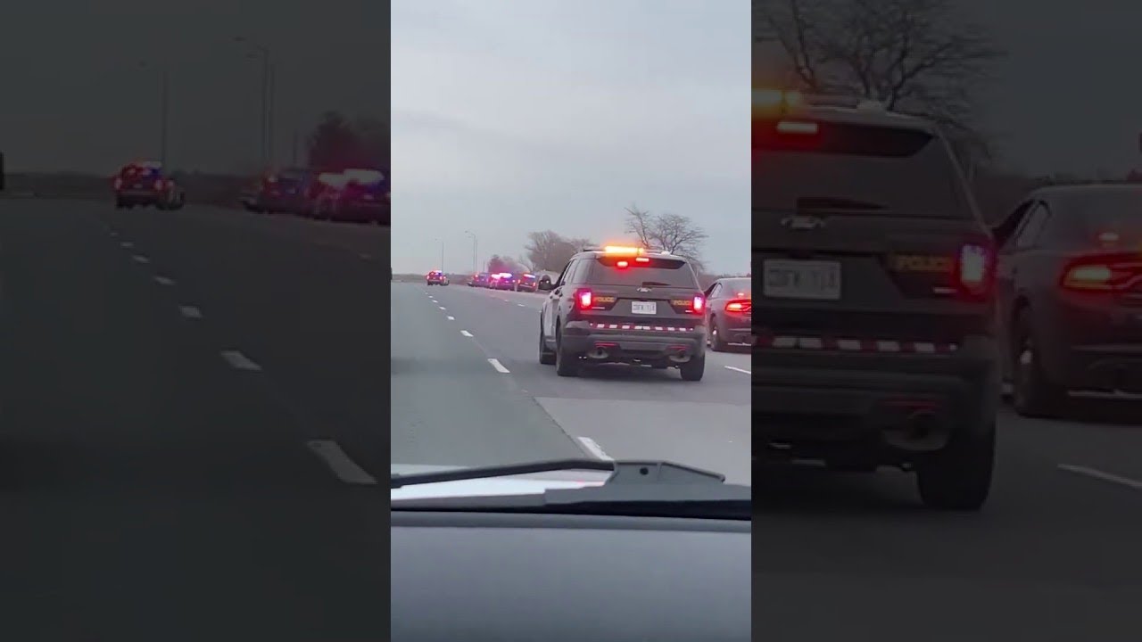 Large Police Convoy Stopping a Stolen Semi Truck || ViralHog - YouTube