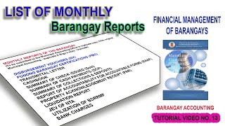 BARANGAY MONTHLY REPORTS TO BE SUBMITTED TO MUNICIPAL ACCOUNTING OFFICE | BARANGAY ACCOUNTING