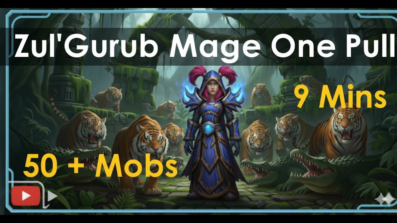 Classic WoW Anniversary How To Mage One Pull Zul'Gurub 50-55 Mobs 9 Mins! No Lip needed!