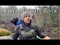 Kayaking and camping a wild river in rain  upper manistee river mi