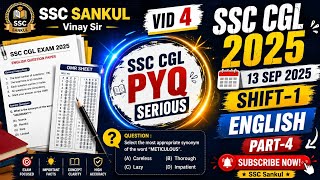 SSC CGL 2025 PYQ | 13 Sep 2025 Shift-1 English Questions with Answers | Part-4 #ssc