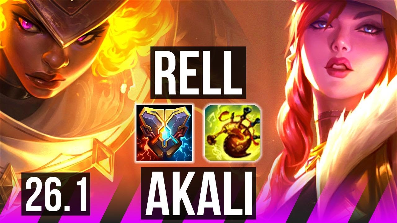 Watch Rell & Draven outplay Akali & Ashe in Master elo! 
Highlights: Good KDA: 1/1/29. 
Learn what runes to use, what items to build, understand how to lane, teamfight, and outplay your opponents as #Rell. 
/// #LeagueOfLegends high elo replay 
 
Thank you for watching! 
Did you learn something new? Share it in the comments! 
If you liked this video, please leave a thumbs up, if you disliked it, be sure to give me feedback in the comments. I appreciate your support! 
 
~~~| DOMISUMREPLAY |~~~ 
High elo replays for every role and champion. Improve your gameplay. Many uploads per day. 
 
~~~| WATCH MORE |~~~ 
Main channel: https://www.youtube.com/channel/UChkYqBSmrYsPjOTK2N4pdWg?sub_confirmation=1 
Rell channel: https://www.youtube.com/channel/UCoKPZj9uq7Jpw4pqhgZQ6Bw?sub_confirmation=1 
 
More replays of: 
- Rell vs Akali: https://www.youtube.com/playlist?list=PLRZRTuYPzp1mWjX0wLS_0AfDk5gzGtFjd 
- Rell with Draven: https://www.youtube.com/playlist?list=PLRZRTuYPzp1lr0JA_P9myDVF6pgPLmkCv 
- Rell SUPPORT: https://www.youtube.com/playlist?list=PLRZRTuYPzp1kkBYlCOkWqT_TGPjzgYAIg 
- Rell: https://www.youtube.com/playlist?list=PL-TM5XNBRKzSjRLt-Gu3IHCMN-aZyj4ma 
 
~~~| MATCH INFO |~~~ 
GAME TYPE: Ranked Solo/Duo 5v5 
REGION: EUW 
AVERAGE RANK: Master 
SEASON: Season 2026 
PATCH: 26.1 
 
~~~| SPECTATED PLAYER |~~~ 
CHAMPION: Rell 
RANK: Master 
RIOT ID: Maybe # milly 
OP.GG: https://op.gg/summoners/euw/Maybe-milly 
RUNES: INSPIRATION - Glacial Augment, Hextech Flashtraption, Biscuit Delivery, Cosmic Insight; RESOLVE - Second Wind, Unflinching (Ability Haste + Health Scaling + Health Scaling) 
 
~~~| OPPONENT |~~~ 
CHAMPION: Akali 
RANK: Master 
RUNES: DOMINATION - Electrocute, Sudden Impact, Grisly Mementos, Ultimate Hunter; RESOLVE - Second Wind, Overgrowth (Adaptive Force + Adaptive Force + Health Scaling) 
 
I am not one of the summoners playing in the matches uploaded to this channel, so I am unfortunately unable to answer questions about decisions made by the summoners in the game. 
 
played at 2026-01-08 14|27|28 (CET); rec on wd-panther at 2026-01-10 00|39|26 (CET); mtdt at 2026-01-10 01|04|07 (CET); EUW-7675649775-SUPPORT-RED