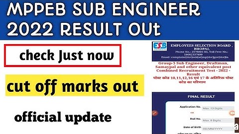 Madhya Pradesh ESB Group 3 Sub Engineer & Other Post Result Declared cut off marks how to check?