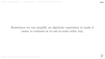 1.1 Real Numbers: Algebra Essentials (Videobook) Scene 27 - Simplifying Algebraic Expressions
