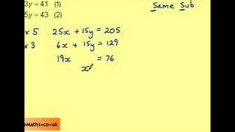 Solving Simultaneous Equations by Elimination Example 2