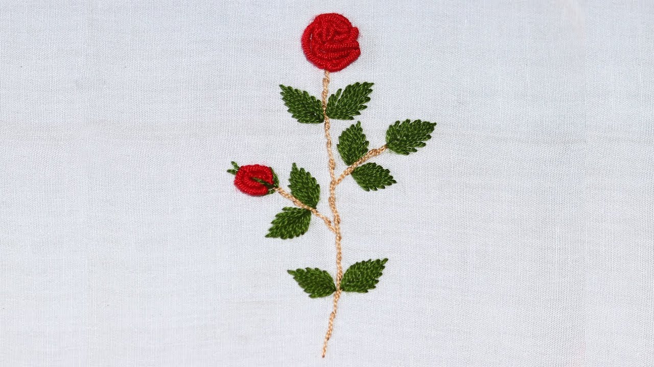 How to Make Bullion Stitch with Rose Flower Bullion Rose Embroidery Designs DiyRoll YouTube