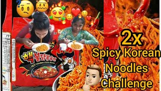 @zaisha'sworld#lifestyle2020 2x spice Ramen 🍜 noodles challenge//with my little sister Jisha