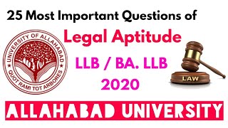 Allahabad University BA Llb Entrance Exam 2020 | legal aptitude important questions