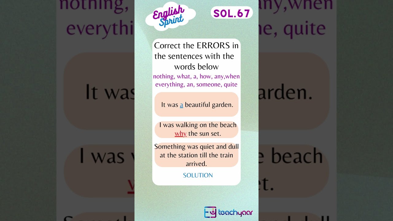 S67 Sol To Correct The Errors In Sentences With What A How Any Learn English