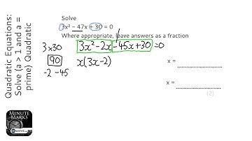 Quadratic Equations: Solve (a gt 1 and a = prime) Quadratic Algebraically (Grade 7) - OnMaths