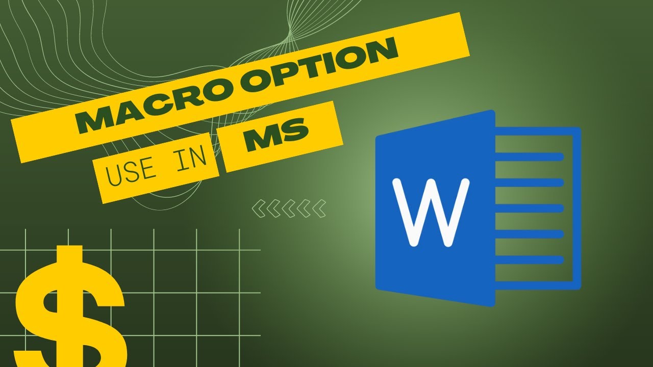 Macro Option How to use Macro option In MS WOrd ? Easy Method - YouTube