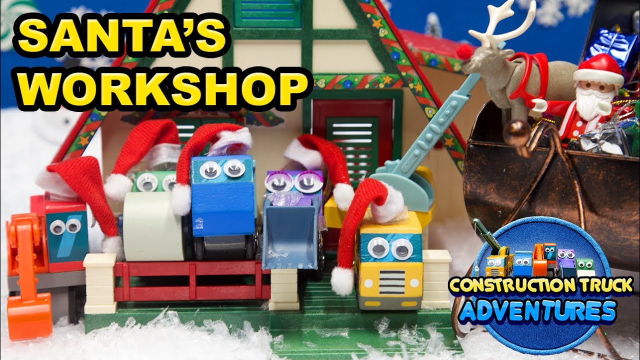 Construction Trucks Build Santa's Workshop! Pretend Play! | Construction Truck Adventures
