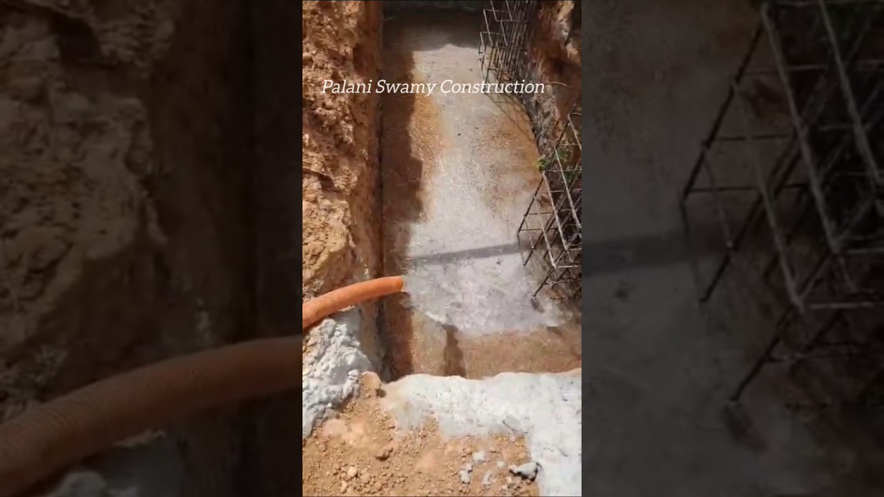 water curing after clean footing concrete work 