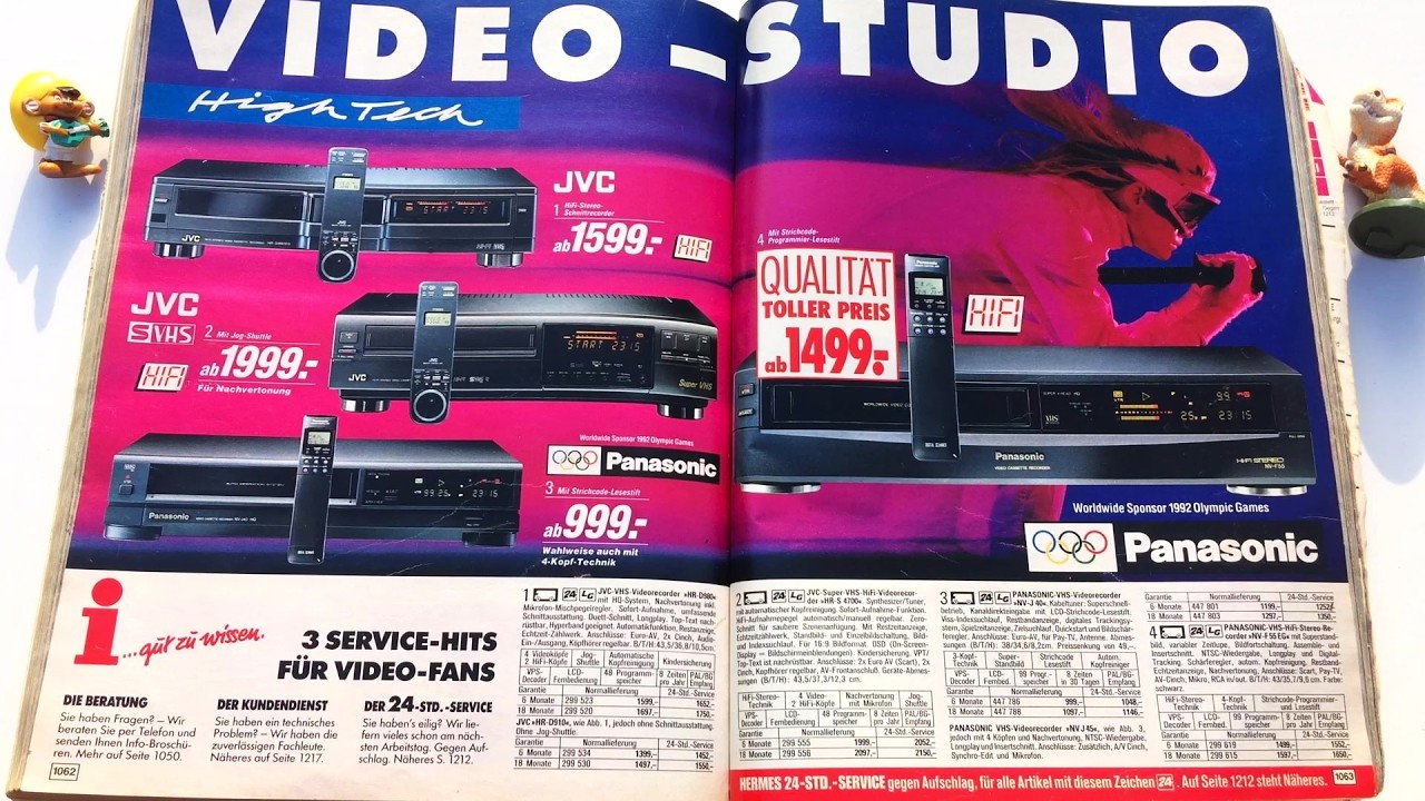ビデオカセットレコーダー OTTO Catalog 1992 Video Cassette Recorder VHS | VCR Sony, JVC