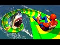 Spiderman water ragdolls on epic giant water slide in gta 5 episode 4