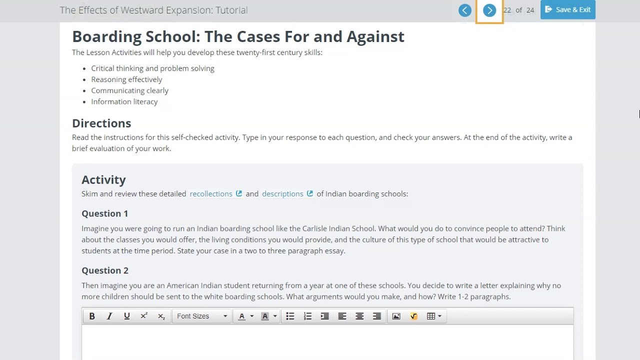 US History A  - Unit 3  - The Effects of Westward Expansion Tutorial Activities Review