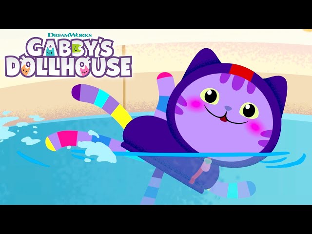 DJ CatNip Learns to Swim & Conquers His Fear | GABBY’S DOLLHOUSE (EXCLUSIVE SHORTS) | NETFLIX class=