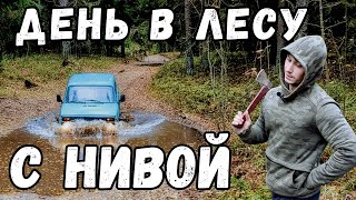 Уехали в лес на НИВЕ. Пробный выезд с металлоискателем.