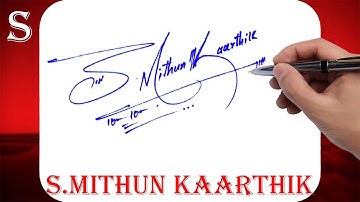 How to signature your name | Autograph | Billinioare signature | S.Mithun Kaarthik Name Signature