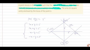 A point moves in the xy-plane such that the sum of its distances from the two mutually perpendi...