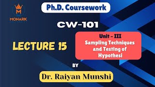 Lecture 15 CW-101 Unit – III Sampling Techniques and Testing of Hypothesis    #phd #dataanalysis