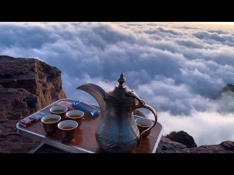 البن البلدي بالطريقة القديمه رحله فوق السحاب تمنيه عسير