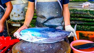 FISH MARKET ACEHNESE 2024🔪🔥 || AMAZING SKIPJACK FISH CUTTING SKILLS AT KNIFE IN FISH MARKET