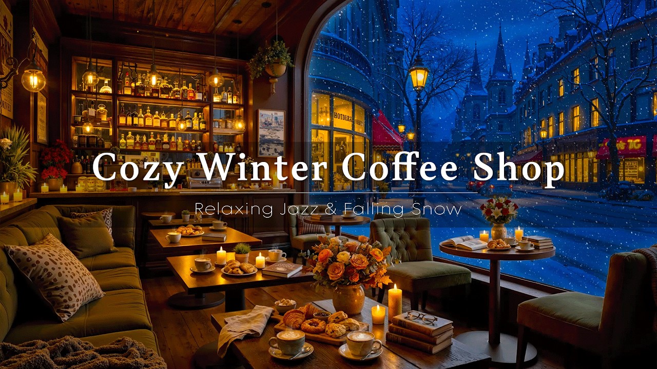 Smooth Jazz Instrumental & Cozy Winter Coffee Shop Ambience ☕ Warm Jazz Music for Work, Calm, Focus