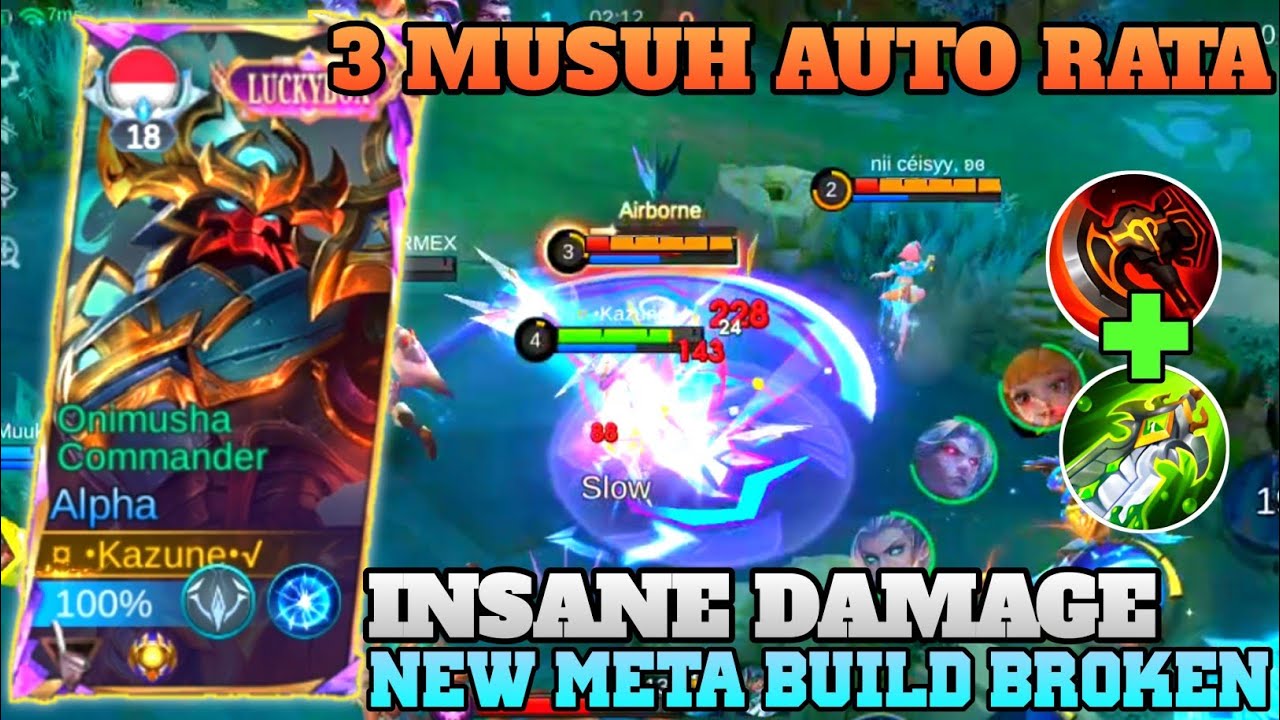 ALPHA GUNAKAN BUILD META TERBARU 2025 3 HERO MUSUH AUTO RATA DALAM SATU KALI TEBASAN MUSUH SURRENDER