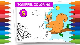 Animals ABC Coloring Fun: Squirrel Comes Alive | Letter S