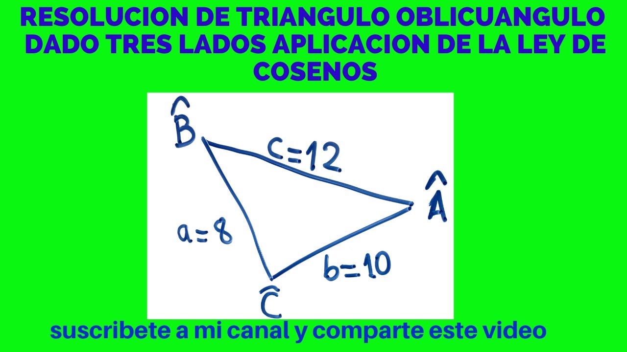TRIÁNGULOS OBLICUANGULOS DADO TRES LADOS APLICACIÓN DE LA LEY DE