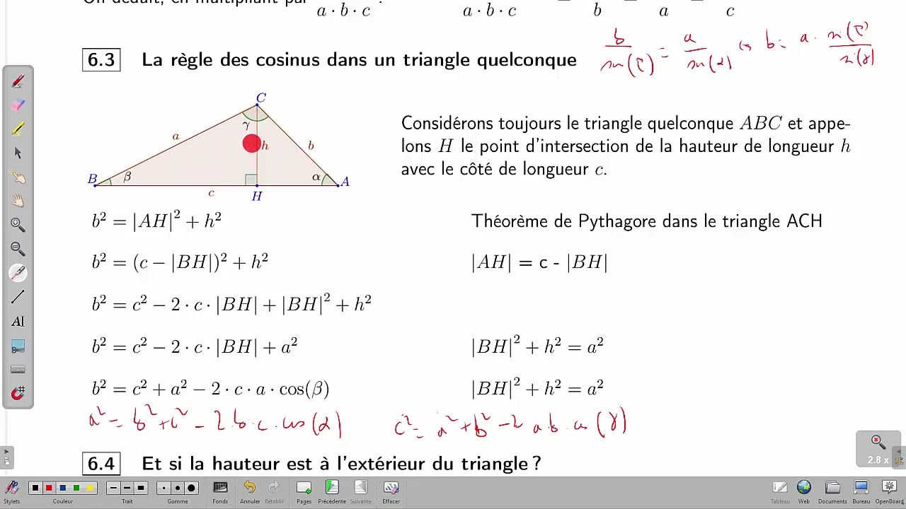 Relations trigonométriques dans un triangle quelconque (4 secondaire Belgique)