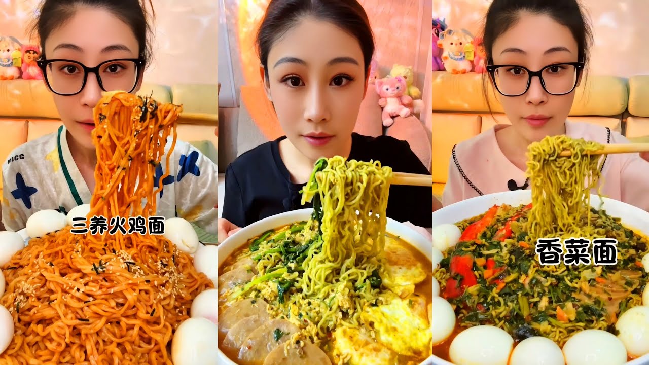 Spicy Eating Mukbang Chinese Food Noodles, Eggs🌶️ (chewy sounds) ASMR Chinese Foods 吃播 吃 Mukbang