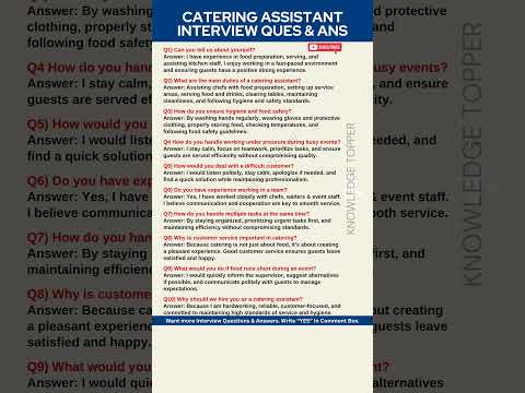 Catering Assistant Interview Questions and Answers