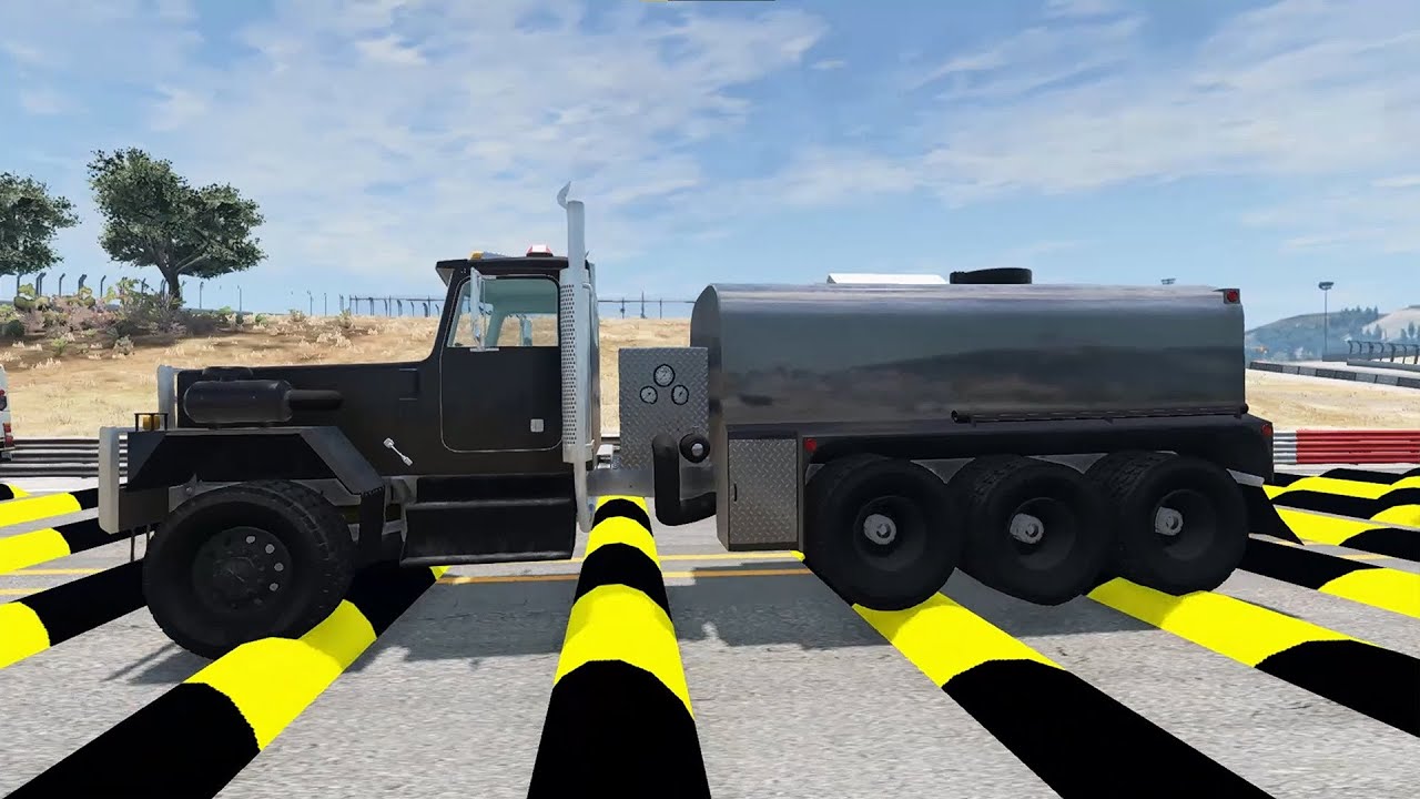 CARS VS NUMEROUS SPEED BUMP LONG LOAD