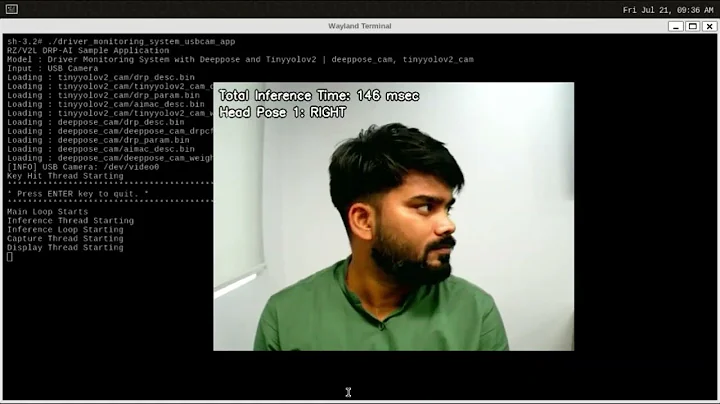 Driver Monitoring System Basic Application on Renesas RZV2L