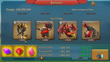 OVERVIEW MY RALLY TRAP,.100 M TROOPS..700 % STAT..TIPS & TRICK IMPROVE ARTIFACT..LORDS MOBILE