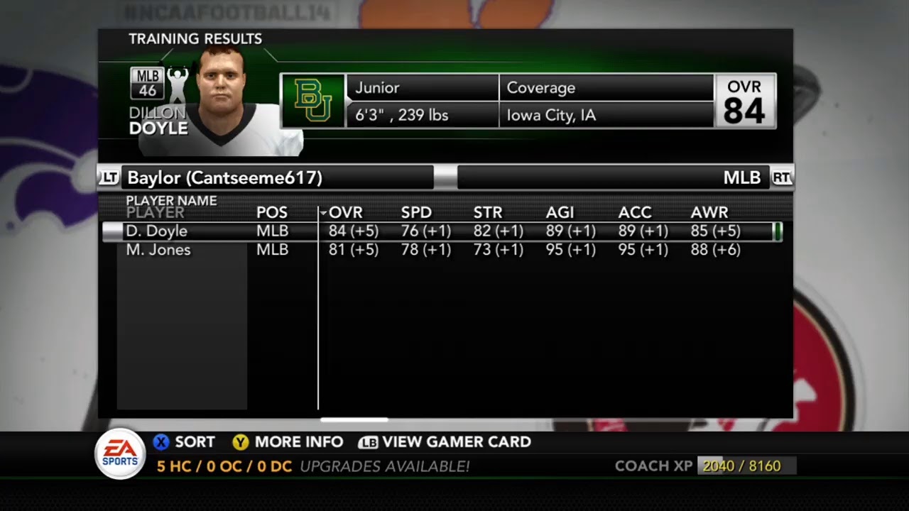 NCAA 14 od  position changes