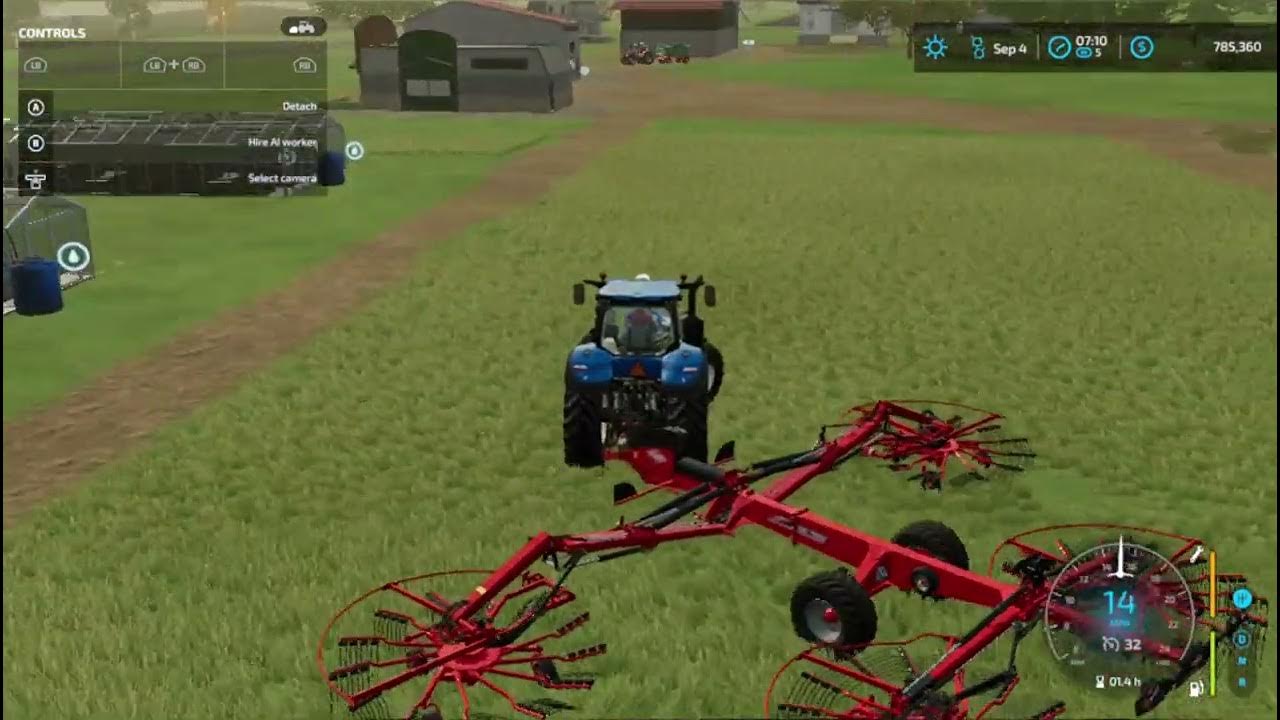 Farm Sim 22, getting some windrowing done YouTube