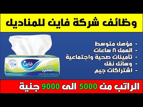 وظائف خاليه في شركة فاين للمناديل برواتب تصل 9000 جنيه وظيفتك تهمنا