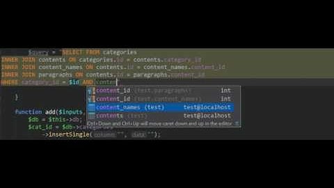 SQL in phpstorm - amazing auto suggestion