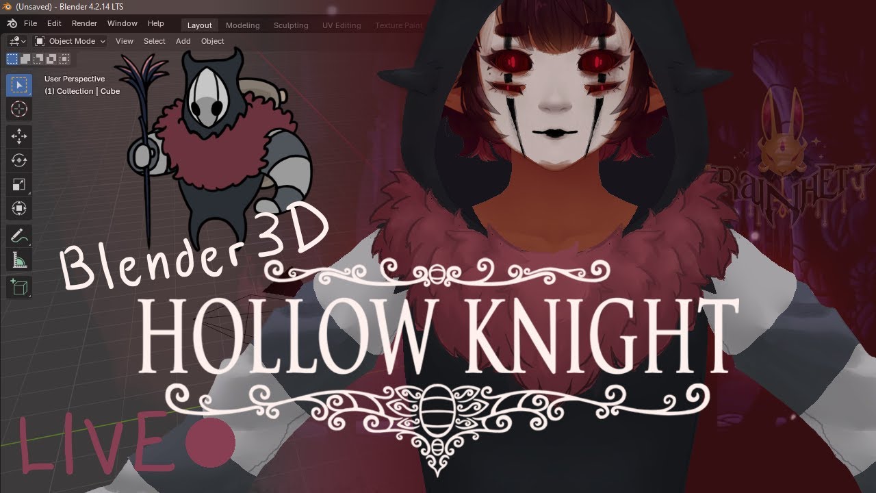 Brumm Hollow Knight Cosplay!! Blender 3D ♡ Live! 02 - YouTube