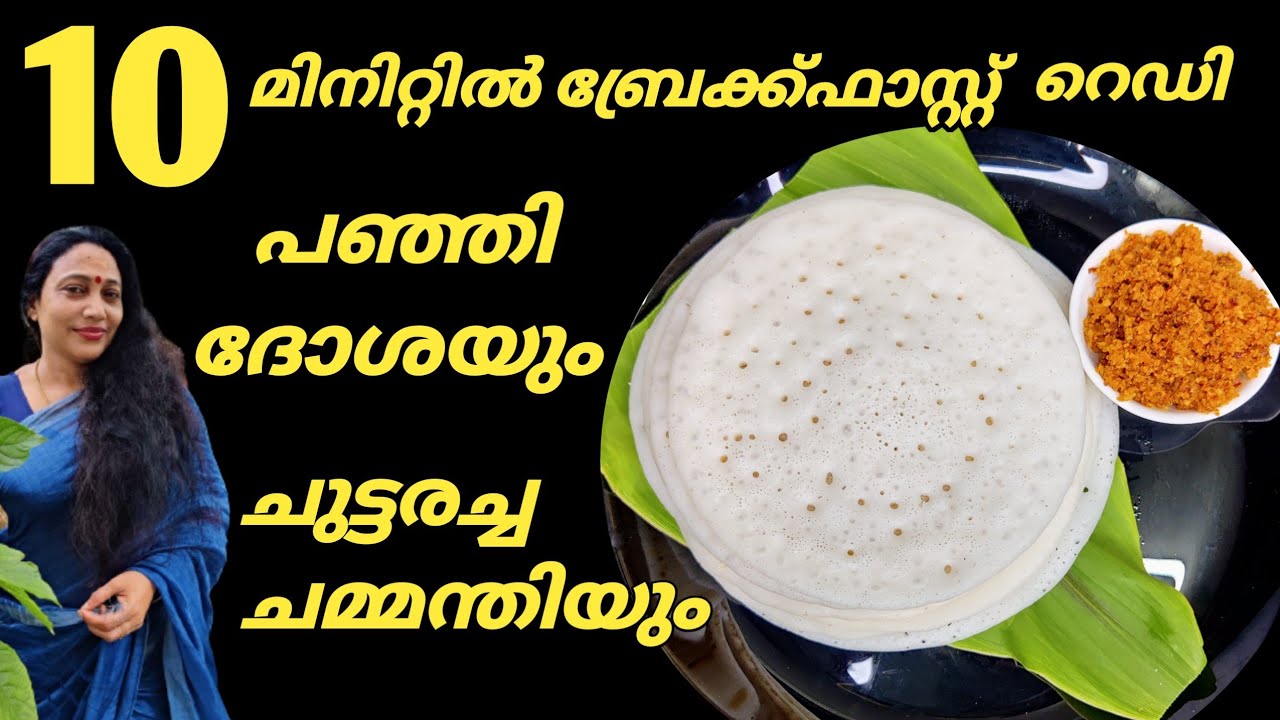 Breakfast Recipe in 10 Minutes | Easy Breakfast Ideas | Instant Rice Flour Dosa Recipe in Malayalam