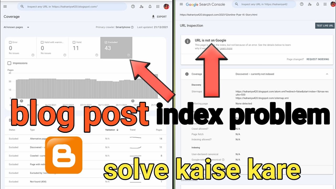 blog post index problem solve kaise karen Discovered currently not indexed Crawled not indexed