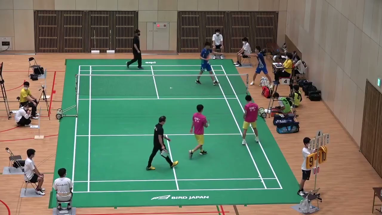 2022年IH バドミントン 男子ダブルス 準決勝 大田隼也・佐々木大樹 高岡第一(富山) vs 崎野翔太・谷岡大后 ふたば未来学園(福島)