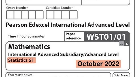 Edexcel IAL Maths - S1 - October 2022