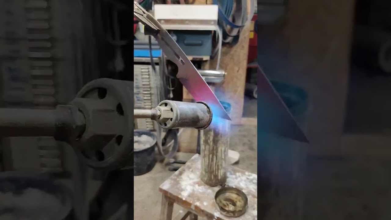 Heat treating a little custom knife made from a discarded carbon steel sawblade. 