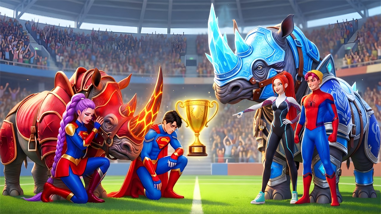 SUPERMAN Vs SPIDERMAN: RUMI Gets Magic Rhino Racing Championship - KPOP Demon Hunters