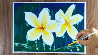 Painting PLUMERIA Flower in Rainy Day | Acrylic Painting