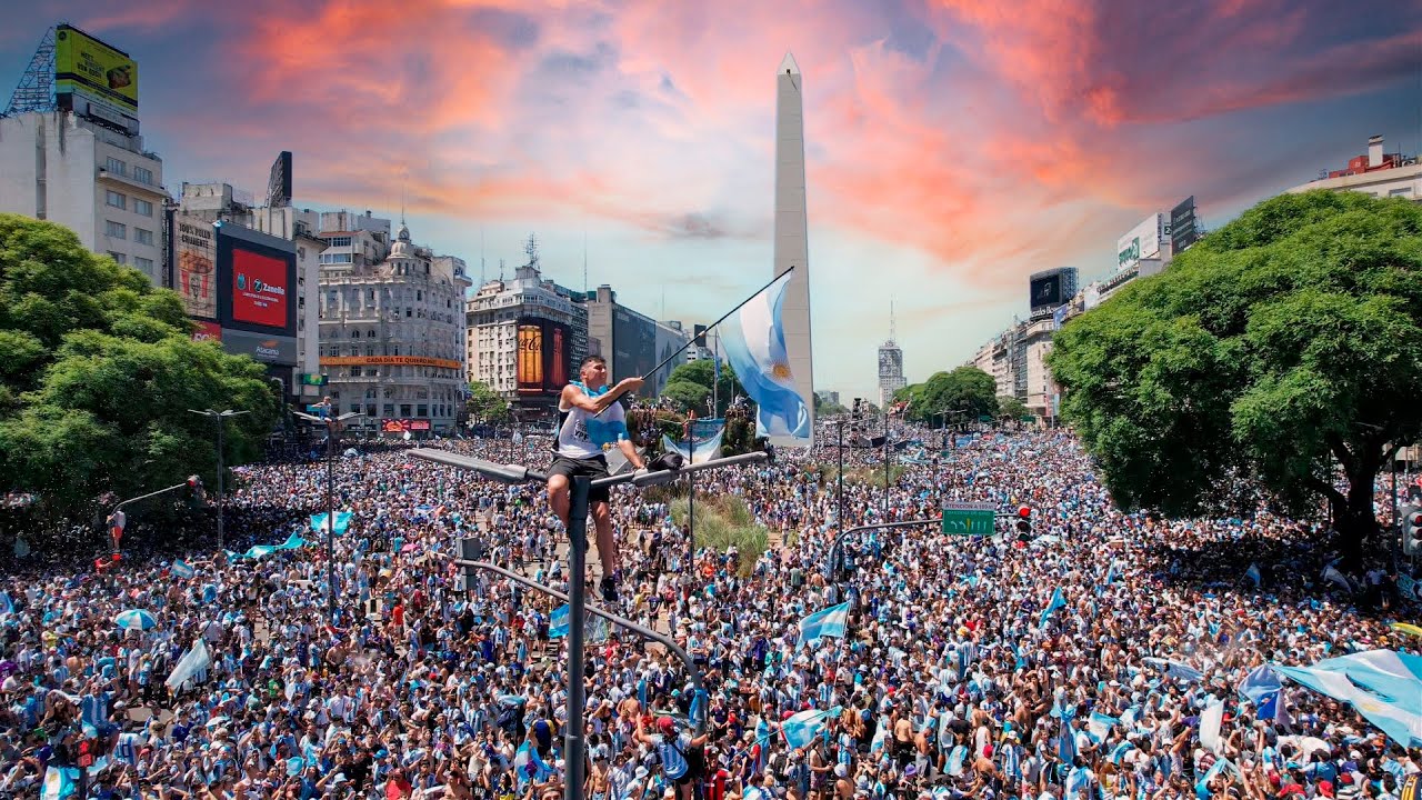 Festejos De Argentina En El Obelisco Drone Messi Y La Selección De 
